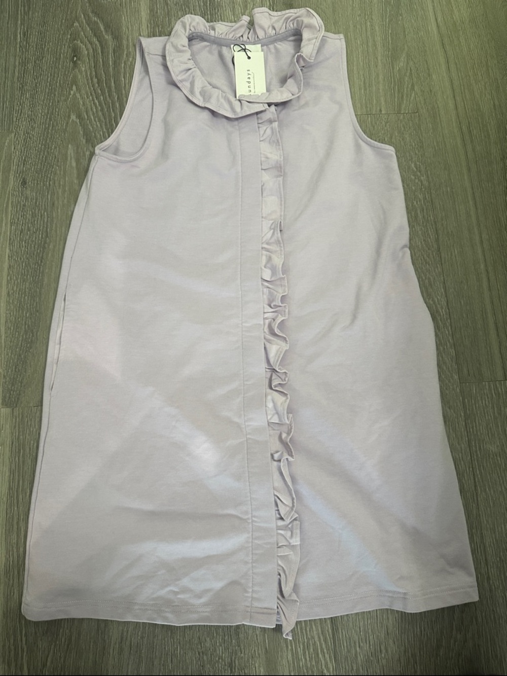 sundays Lavender Ruffle-Neck Sleeveless Top